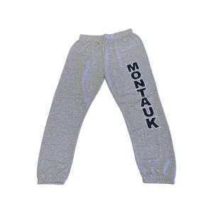 Adult Montauk MV Sports Screen Printed Fleece Sweatpants in Grey with White and Black Lettering