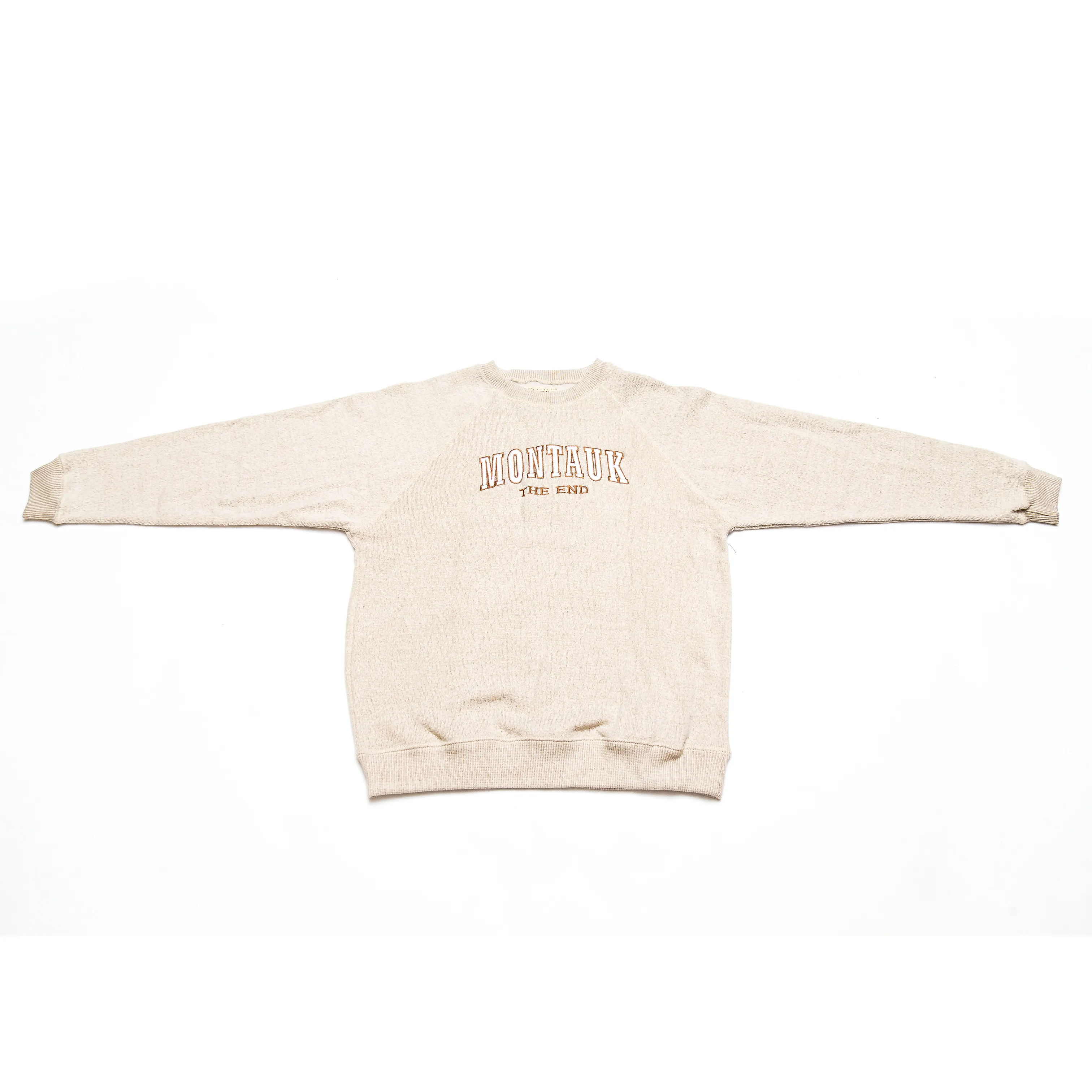 Adult Montauk The End Embroidered Nantucket Crewneck in Oatmeal