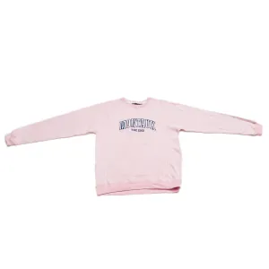 Adult Montauk The End Embroidered Nantucket Crewneck in Pink Rose