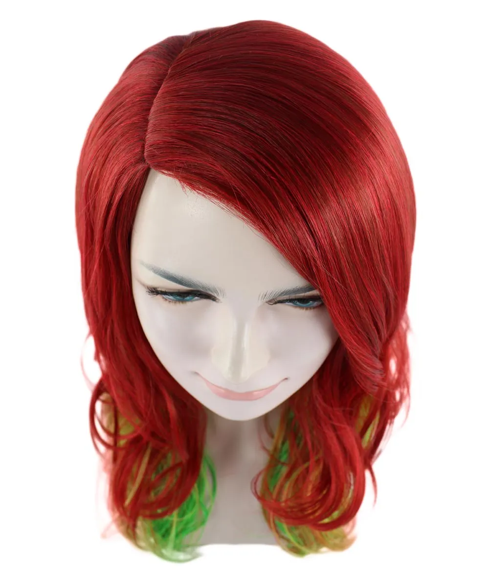 Adult Ombre Curly Women's Wig | Red Green Multicolor Cosplay Halloween Wig | Premium Breathable Capless Cap