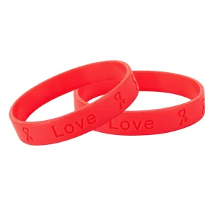 Adult Red Awareness Silicone Bracelet Wristbands