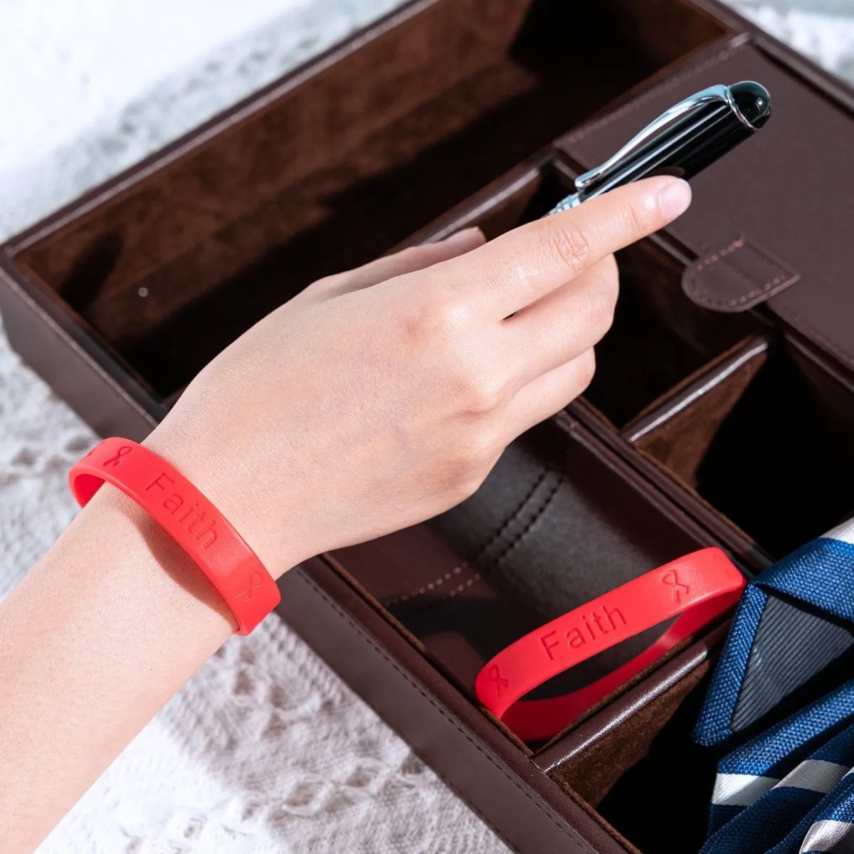 Adult Red Awareness Silicone Bracelet Wristbands