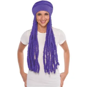 Adult Wig Dread Cap Purple