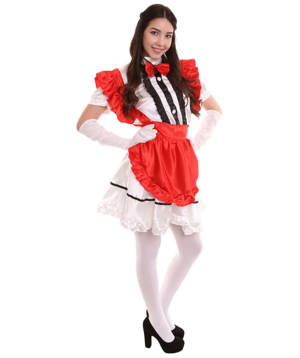 Adult Women's Anime Cosplay French Maid Fancy Uniform Costume | Red Cosplay Costume