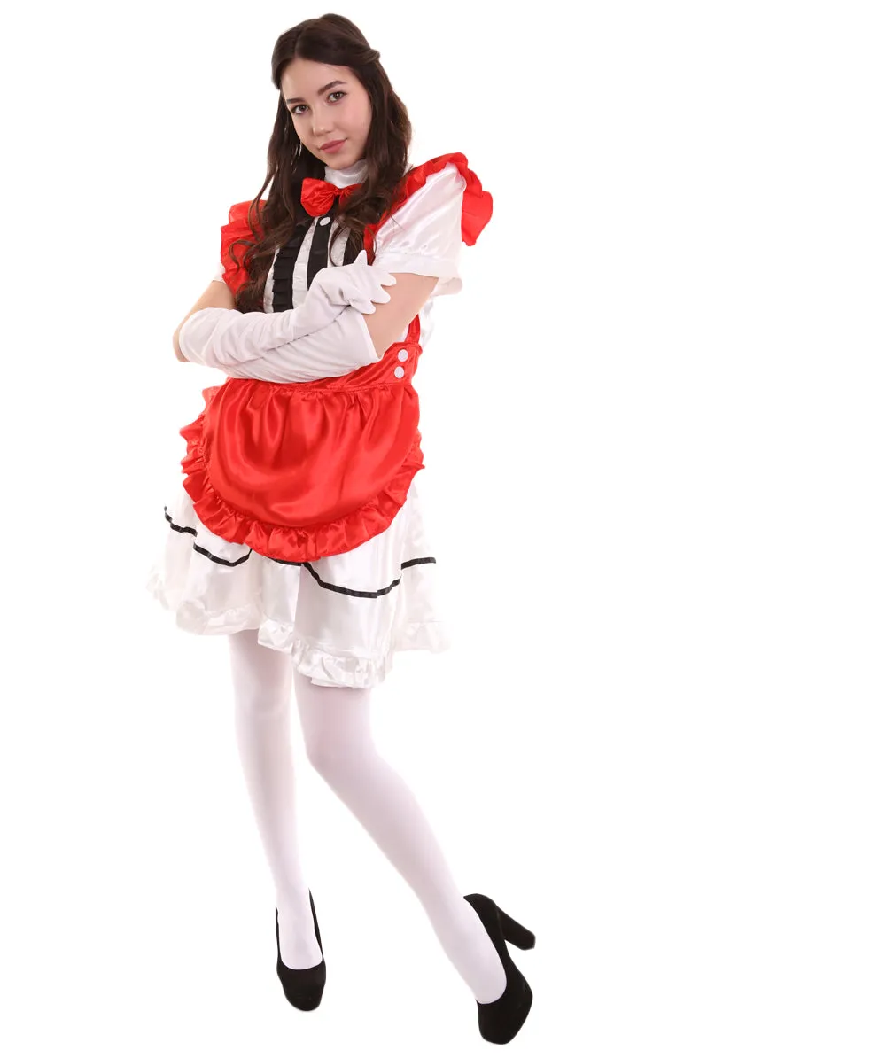 Adult Women's Anime Cosplay French Maid Fancy Uniform Costume | Red Cosplay Costume