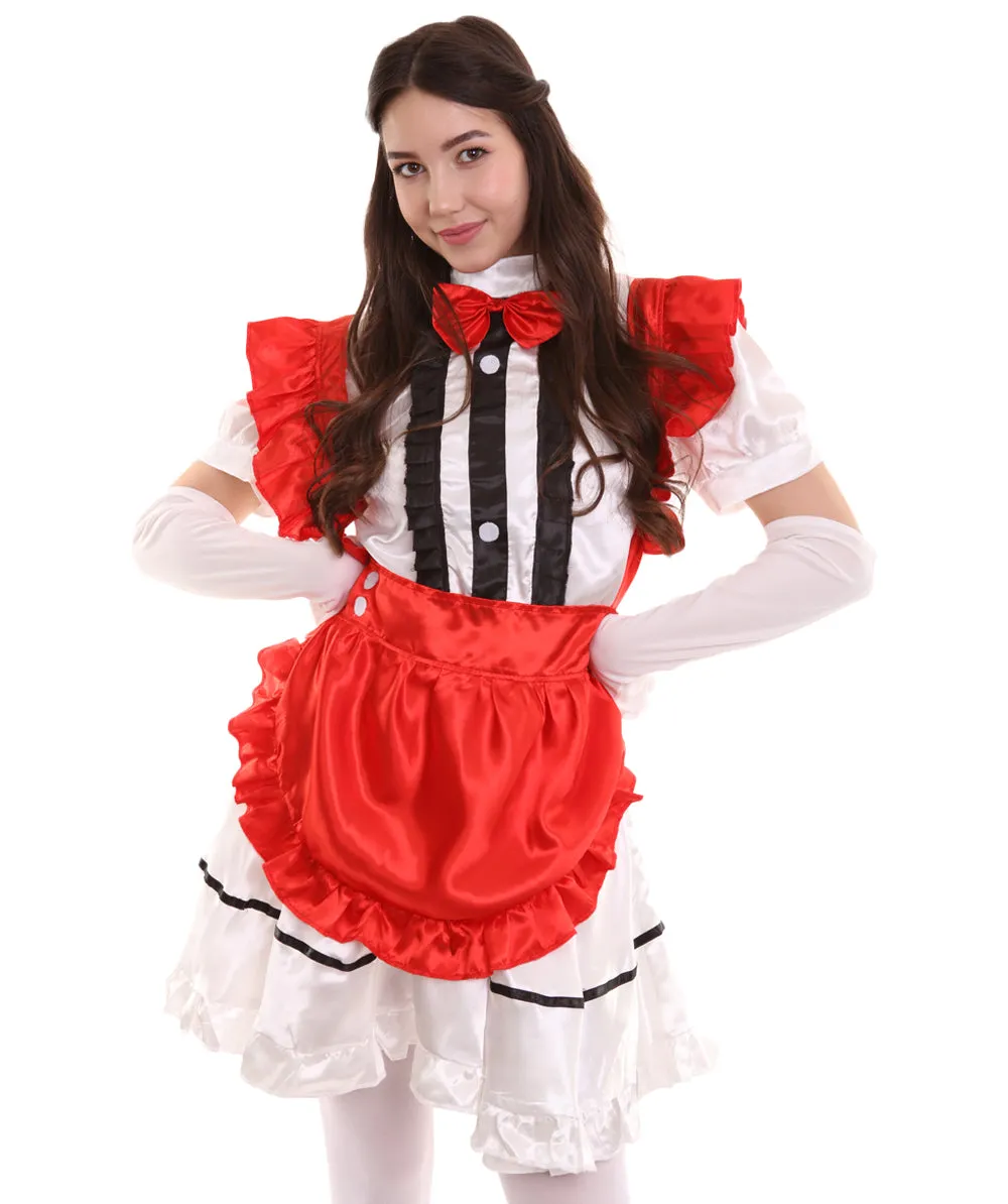 Adult Women's Anime Cosplay French Maid Fancy Uniform Costume | Red Cosplay Costume