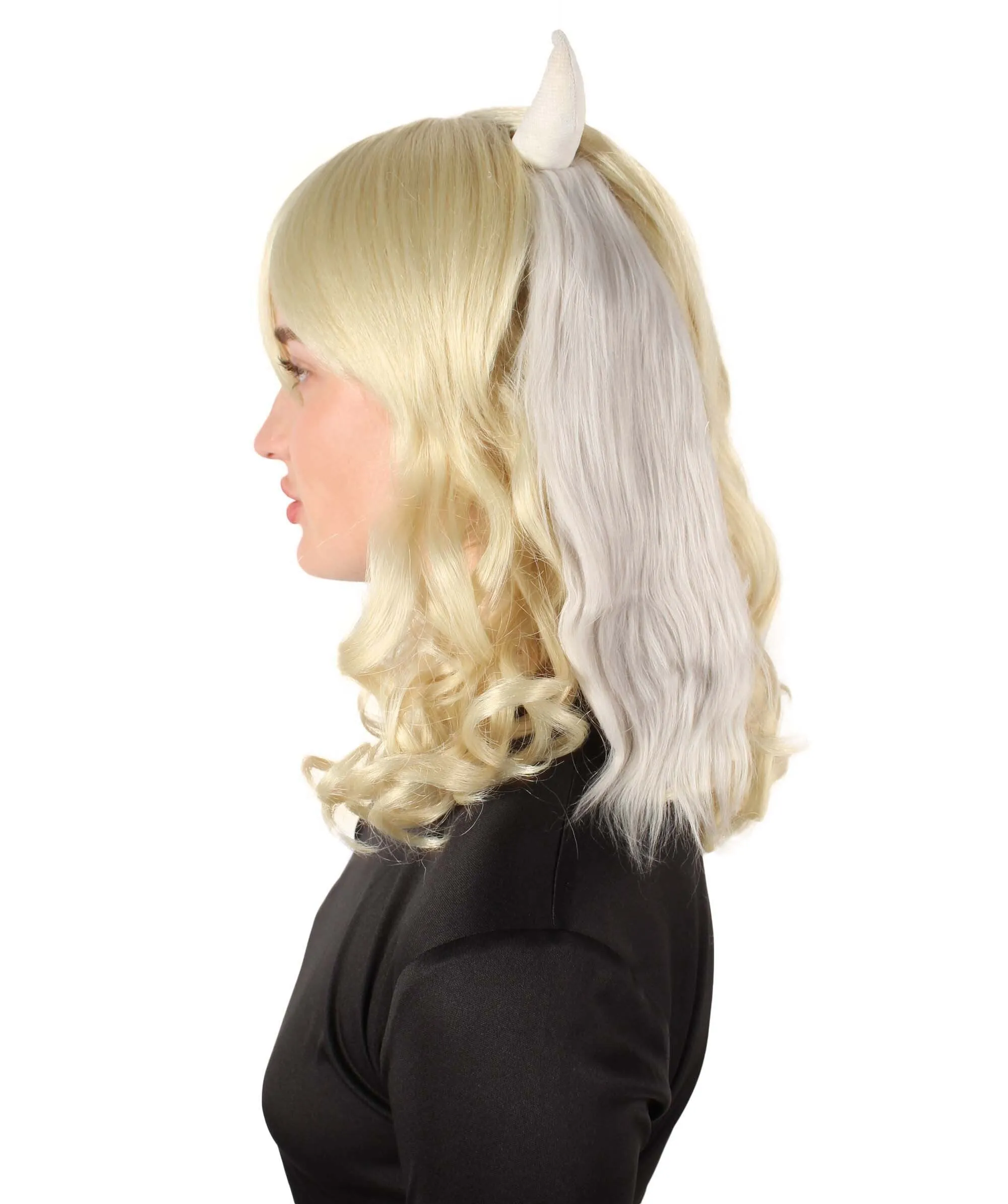 Adult Women's Anime Wavy Demon Wig with Horns | Multiple Color Options