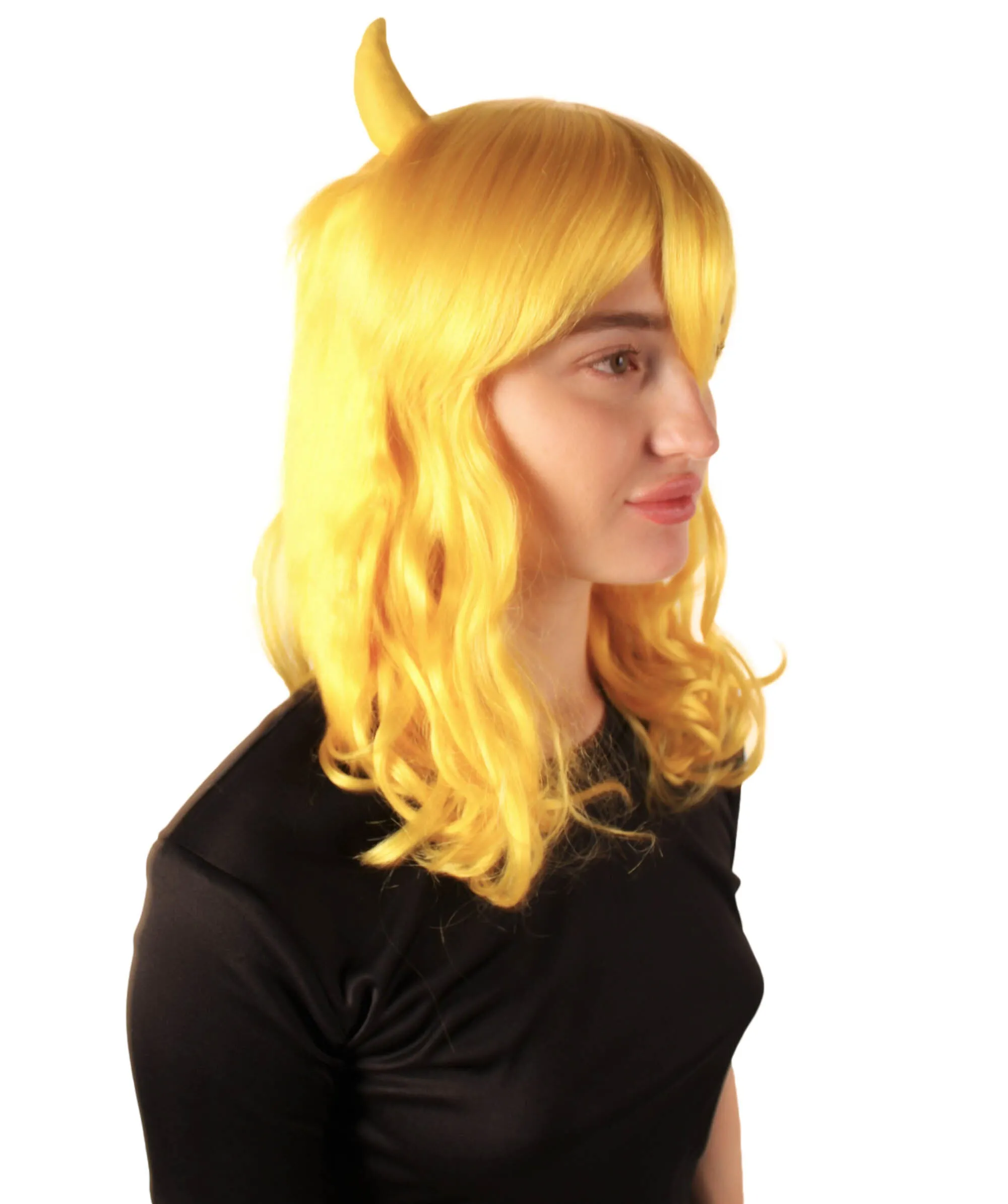 Adult Women's Anime Wavy Demon Wig with Horns | Multiple Color Options