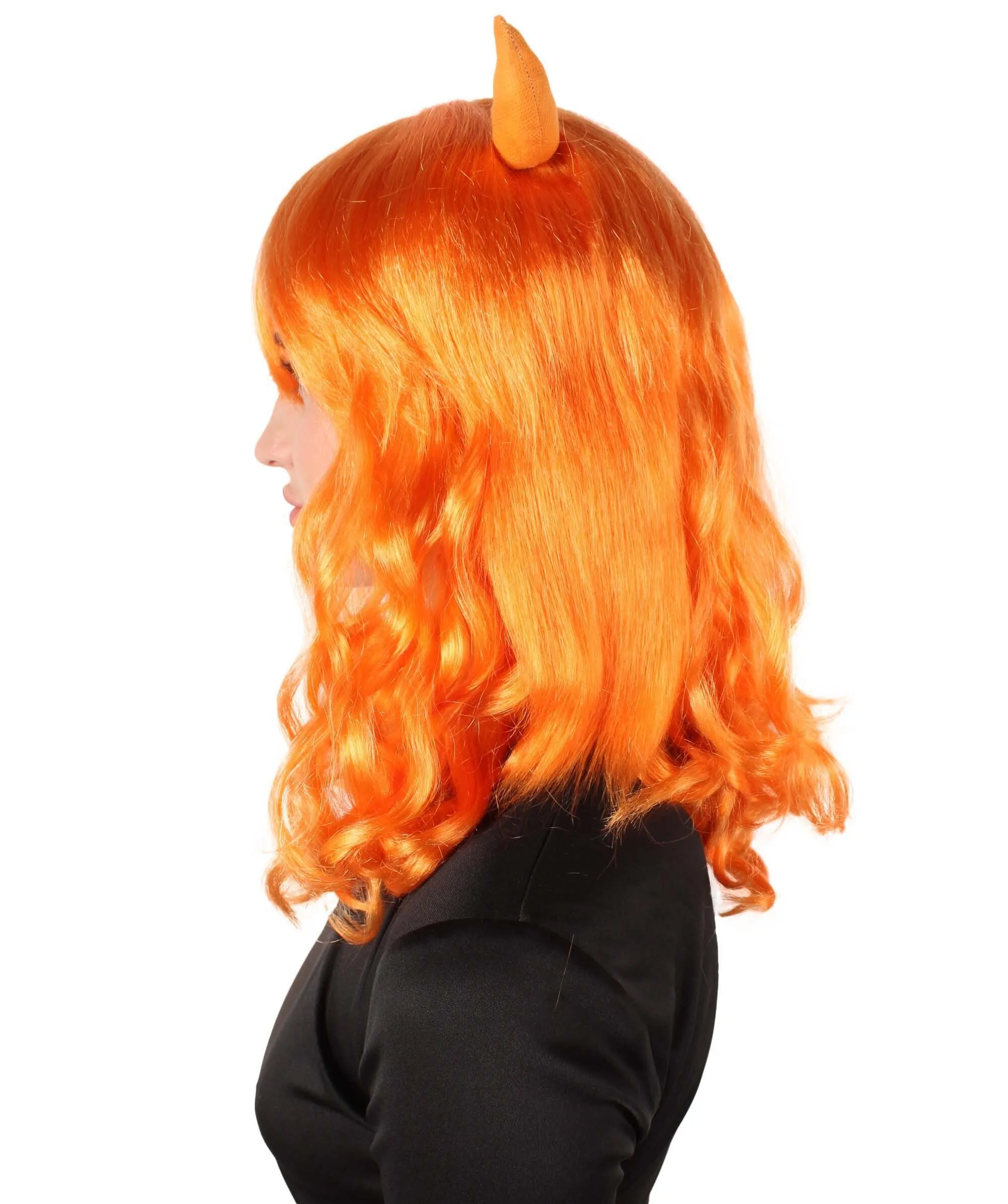 Adult Women's Anime Wavy Demon Wig with Horns | Multiple Color Options