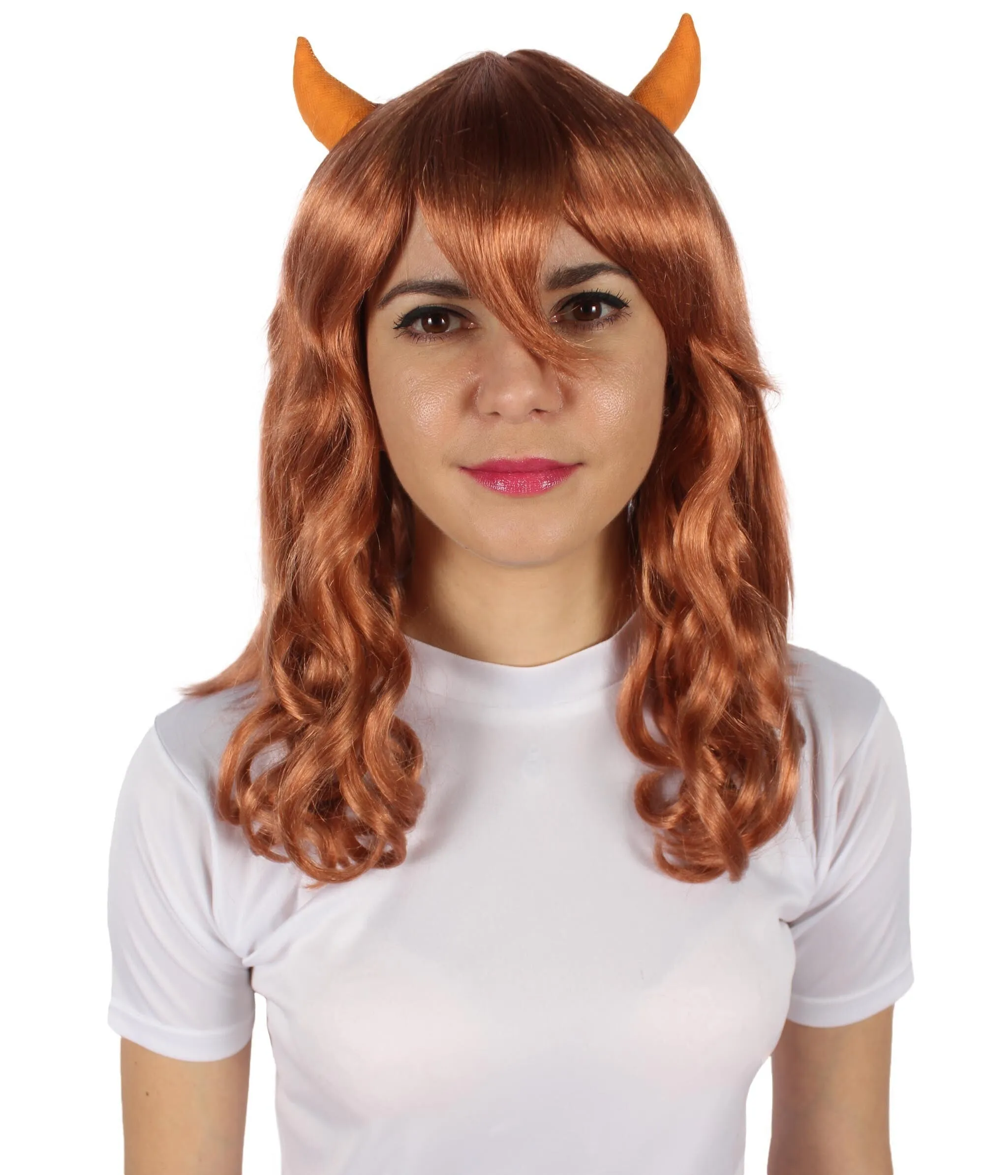 Adult Women's Anime Wavy Demon Wig with Horns | Multiple Color Options