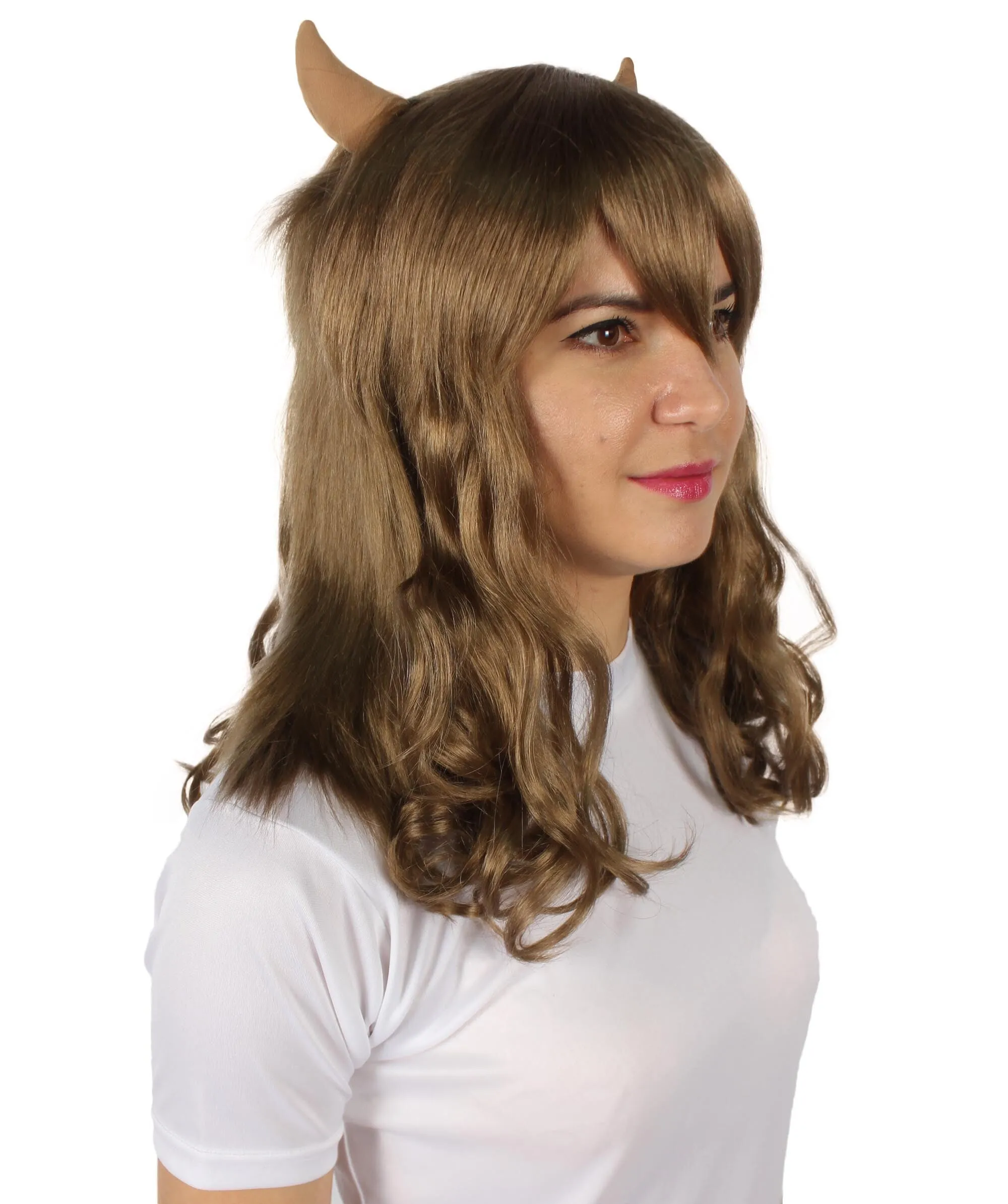 Adult Women's Anime Wavy Demon Wig with Horns | Multiple Color Options