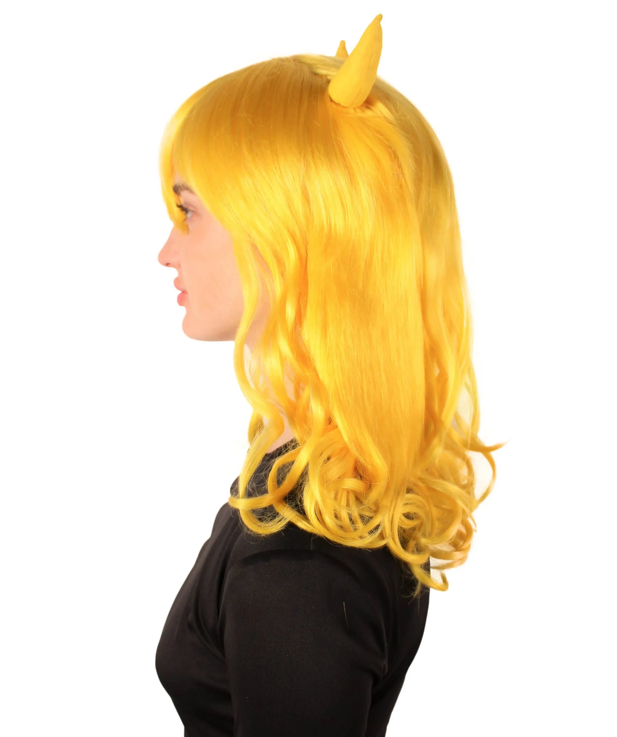 Adult Women's Anime Wavy Demon Wig with Horns | Multiple Color Options