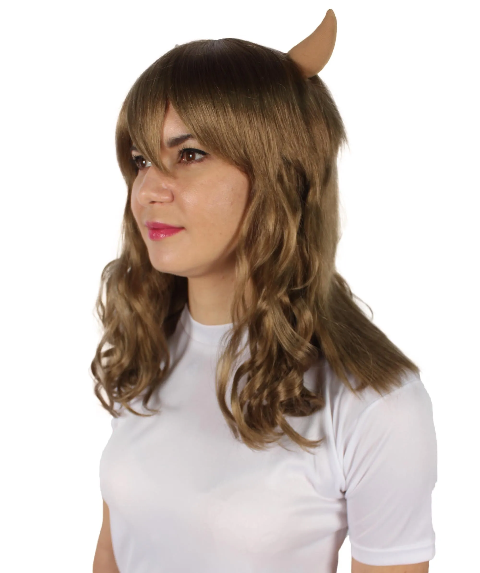 Adult Women's Anime Wavy Demon Wig with Horns | Multiple Color Options