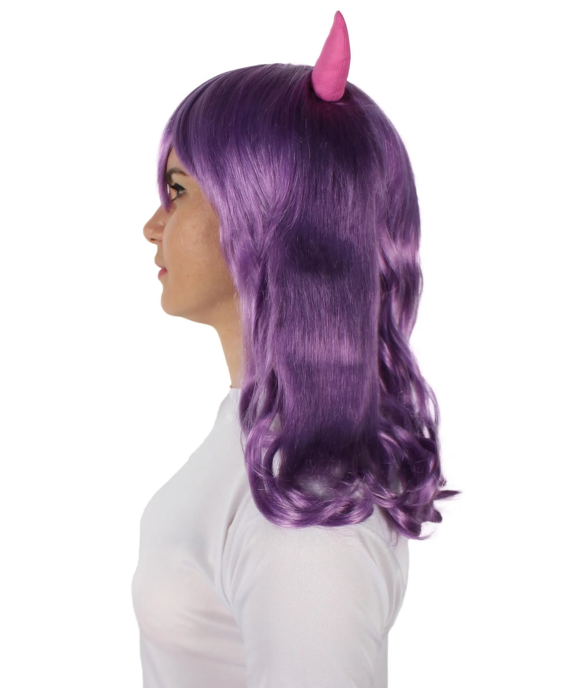 Adult Women's Anime Wavy Demon Wig with Horns | Multiple Color Options