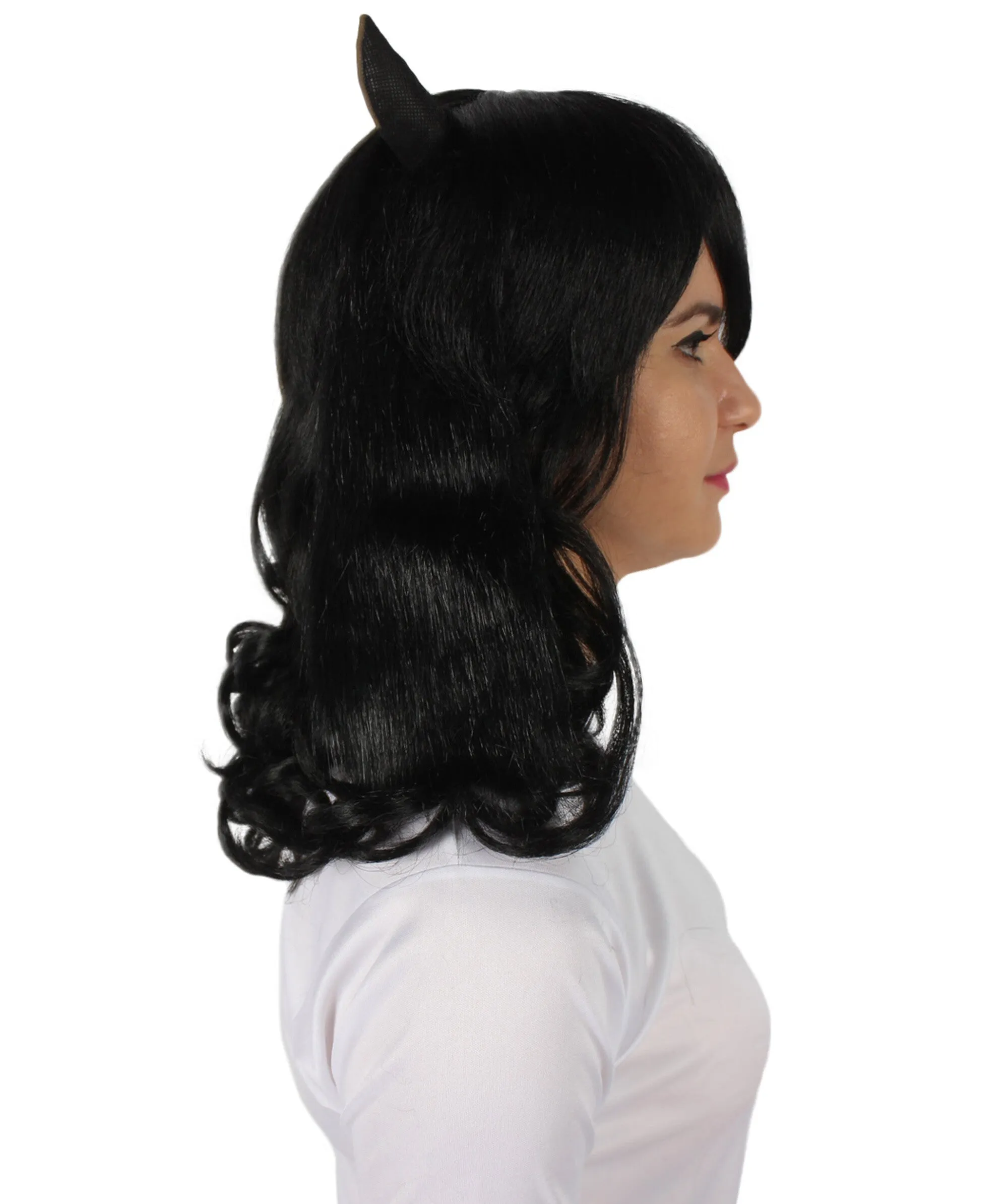 Adult Women's Anime Wavy Demon Wig with Horns | Multiple Color Options