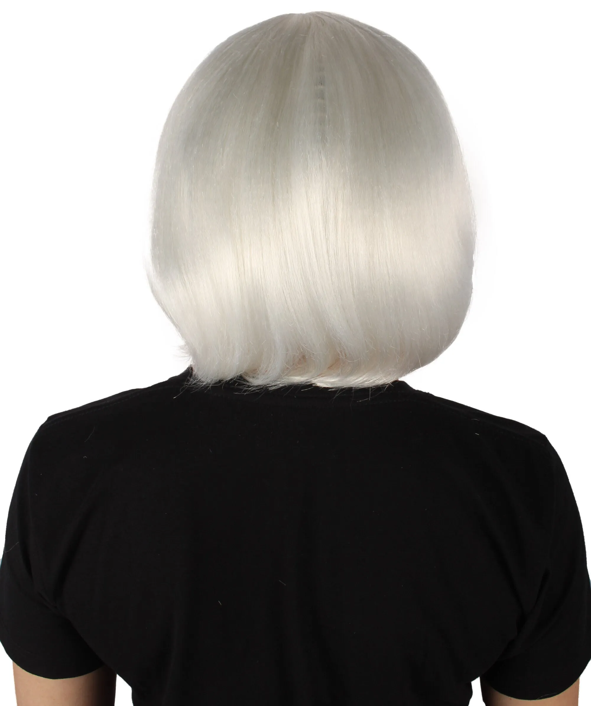 Adult Women's Bangs Cut White Straight Short Wig | Cosplay Wig | Flame-retardant Synthetic Fiber