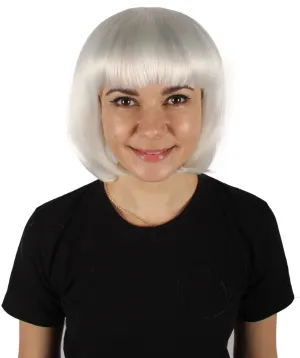 Adult Women's Bangs Cut White Straight Short Wig | Cosplay Wig | Flame-retardant Synthetic Fiber