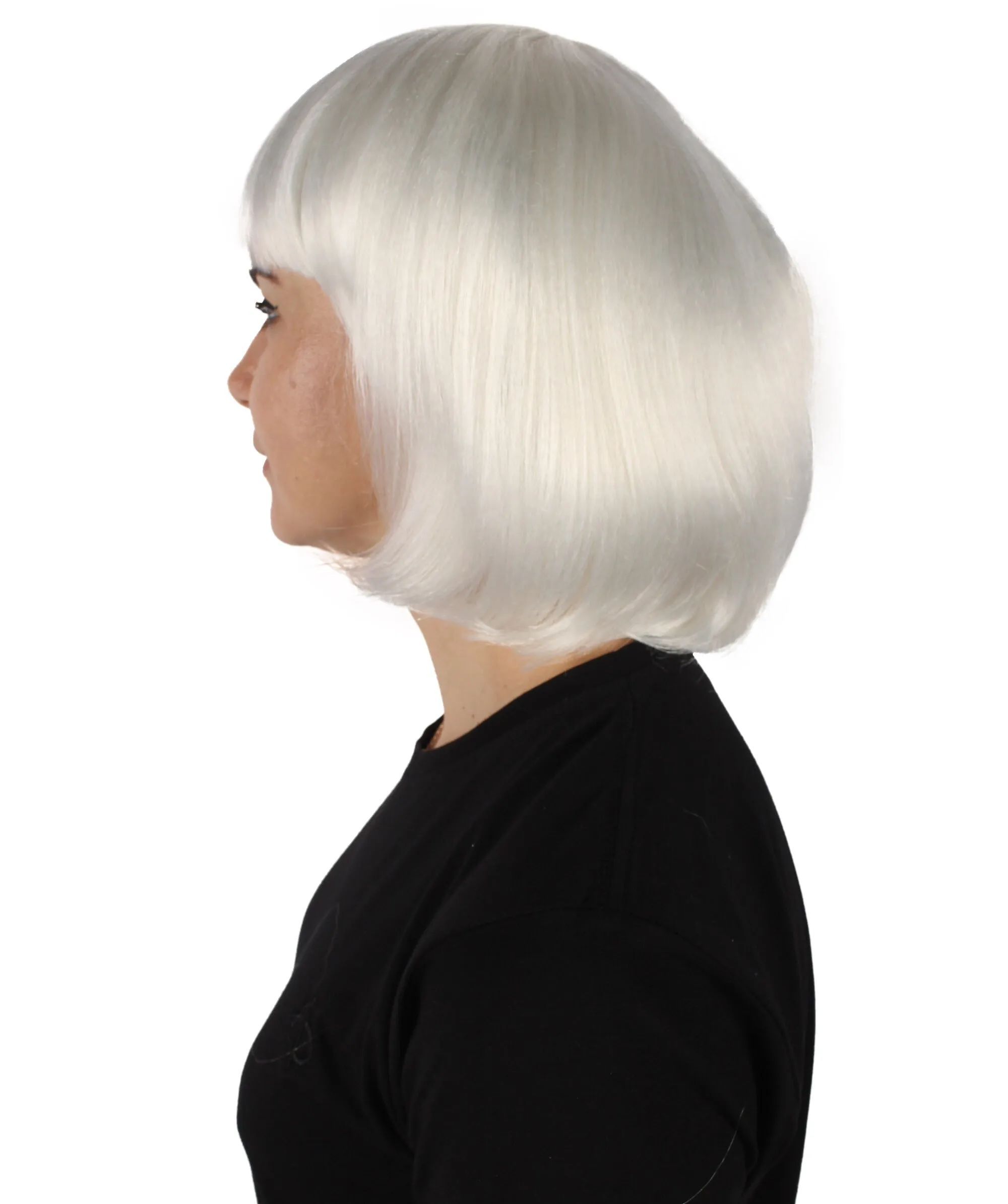 Adult Women's Bangs Cut White Straight Short Wig | Cosplay Wig | Flame-retardant Synthetic Fiber