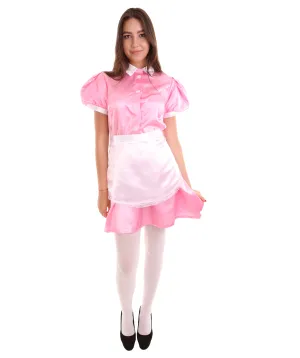 Adult Women's French Apron Maid Uniform Costume | Light Pink Cosplay Costume