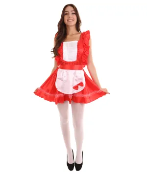 Adult Women's Naught French Maid Uniform Costume | Red Cosplay Costume