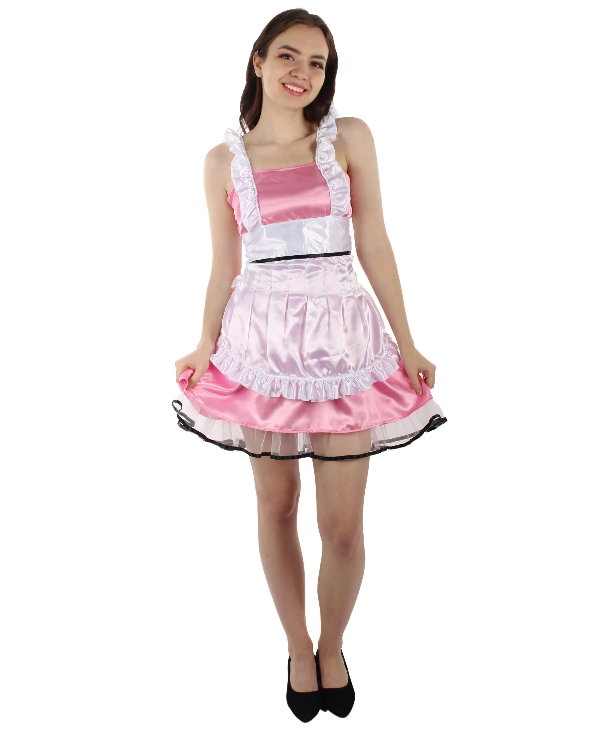 Adult Women's Sexy French Maid Uniform Costume | Light Pink Cosplay Costume