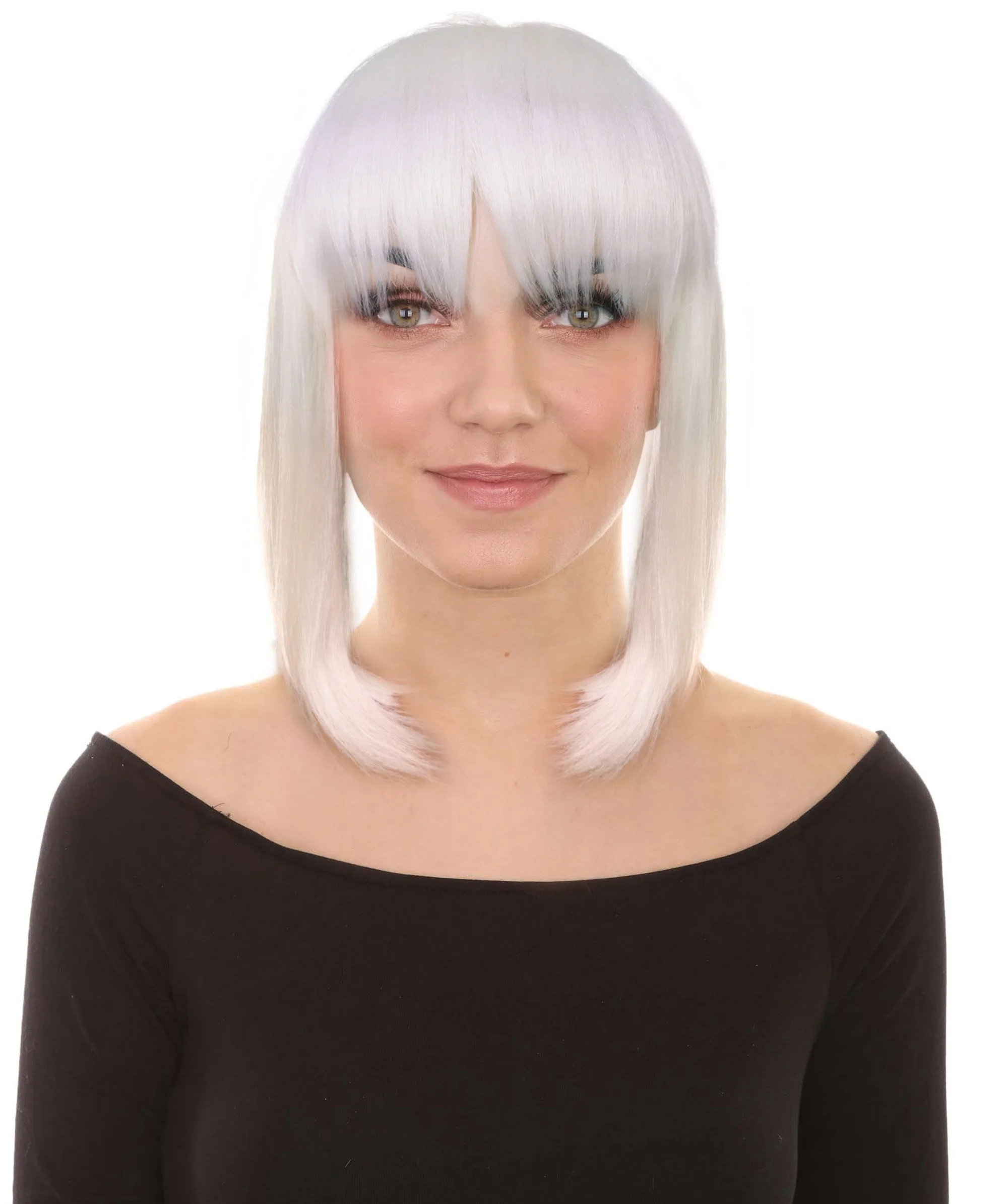 Adult Women's Short and Low White Ponytail Wig | Perfect for Cosplay | Flame-retardant Synthetic Fiber