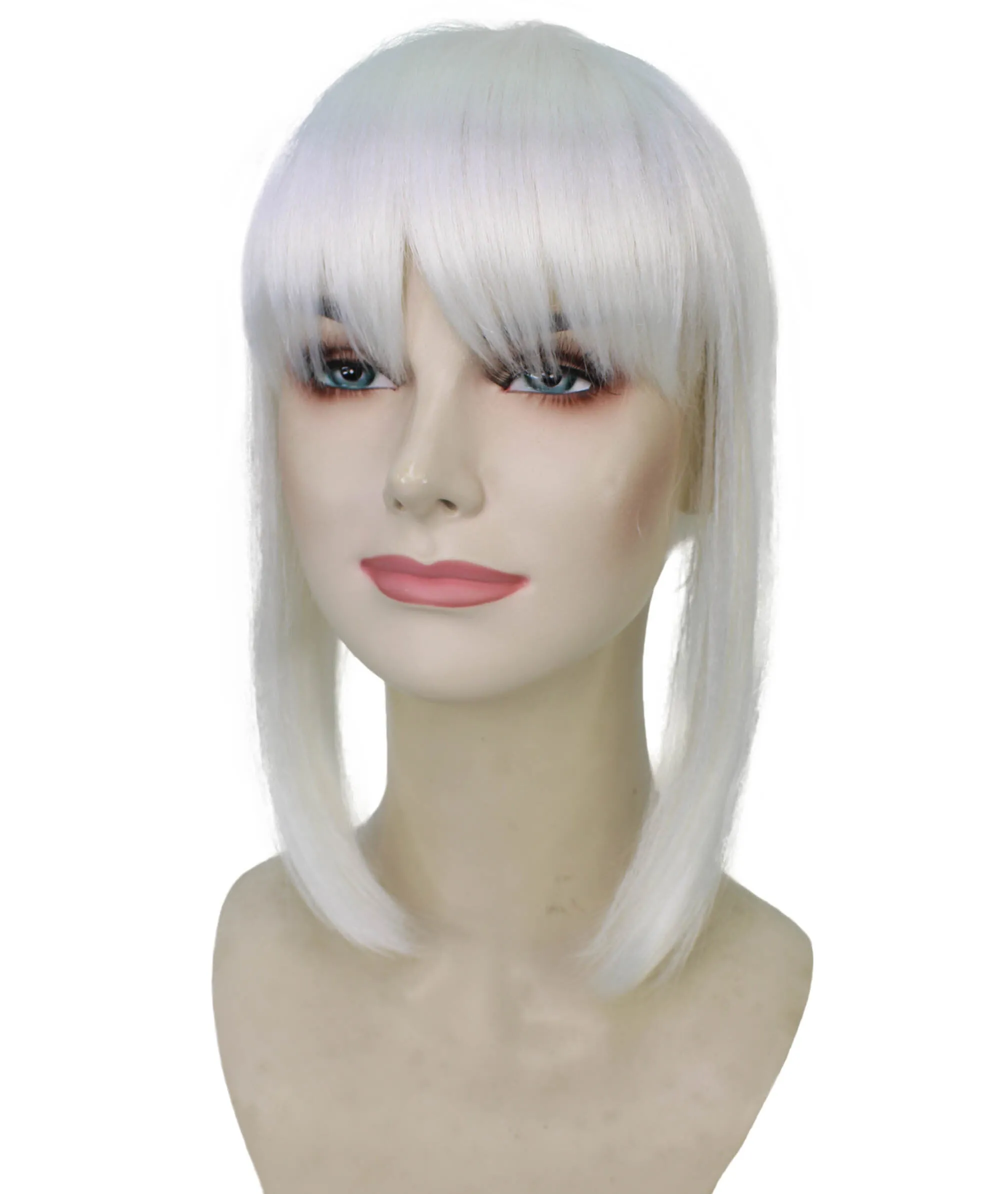 Adult Women's Short and Low White Ponytail Wig | Perfect for Cosplay | Flame-retardant Synthetic Fiber