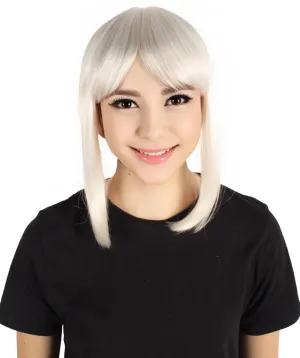 Adult Women's Short and Low White Ponytail Wig | Perfect for Cosplay | Flame-retardant Synthetic Fiber