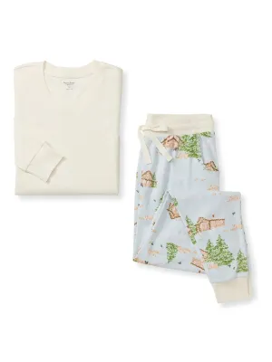 Adult Women's Tee & Jogger Pajama Set, Winter Cabin