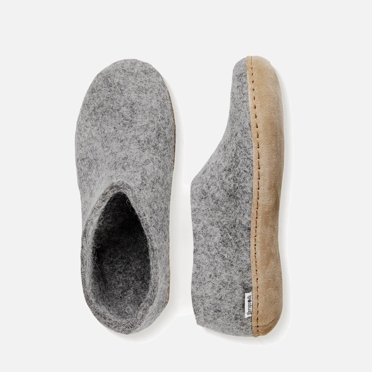 Adults Felted Wool Slipper Shoe - Grey