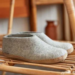 Adults Felted Wool Slipper Shoe - Grey