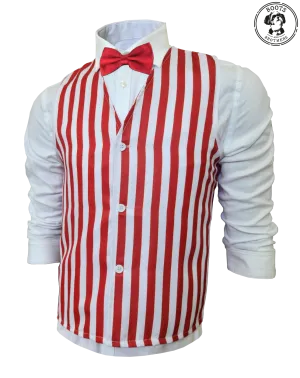 Adults Red & White Striped Vest