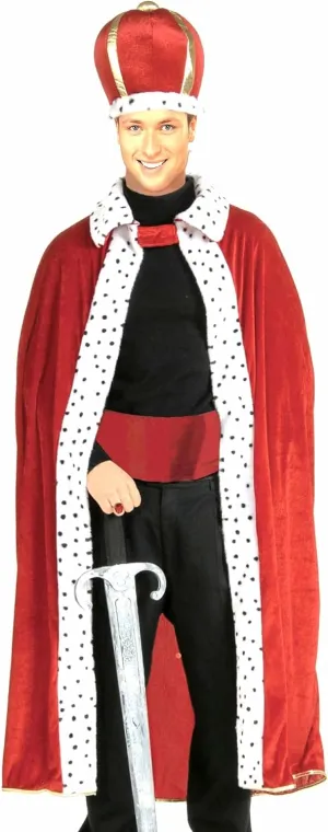 Adults Royal King Red Robe & Crown Set