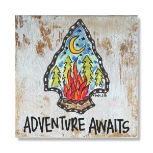 Adventure Awaits Arrowhead - Wrapped Canvas; 12" x 12"