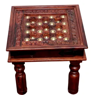 Advika Handicraft Sheesham Wood Solid Wood Antique Design Coffee Table (45X45X40 cm) Glass Not Include