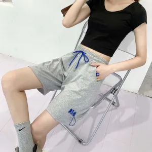 AE sports shorts 2021 white wide legs summer thin section A type casual pants female five pants inspiration high waist