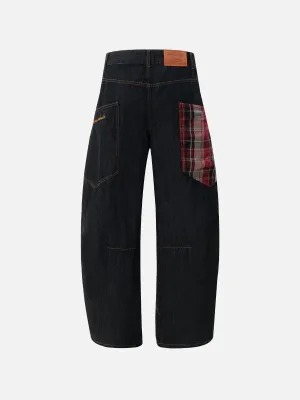 Aelfric Eden Plaid Pocket Barrel Loose Jeans