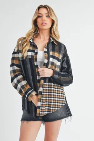 Aem Co Curved Hem Plaid Button Up Shirt