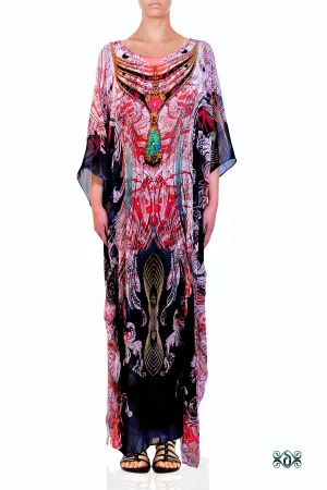 AERO-TERRANIUS Radiant Waves Georgette Embellished Long Kaftan - 1114B