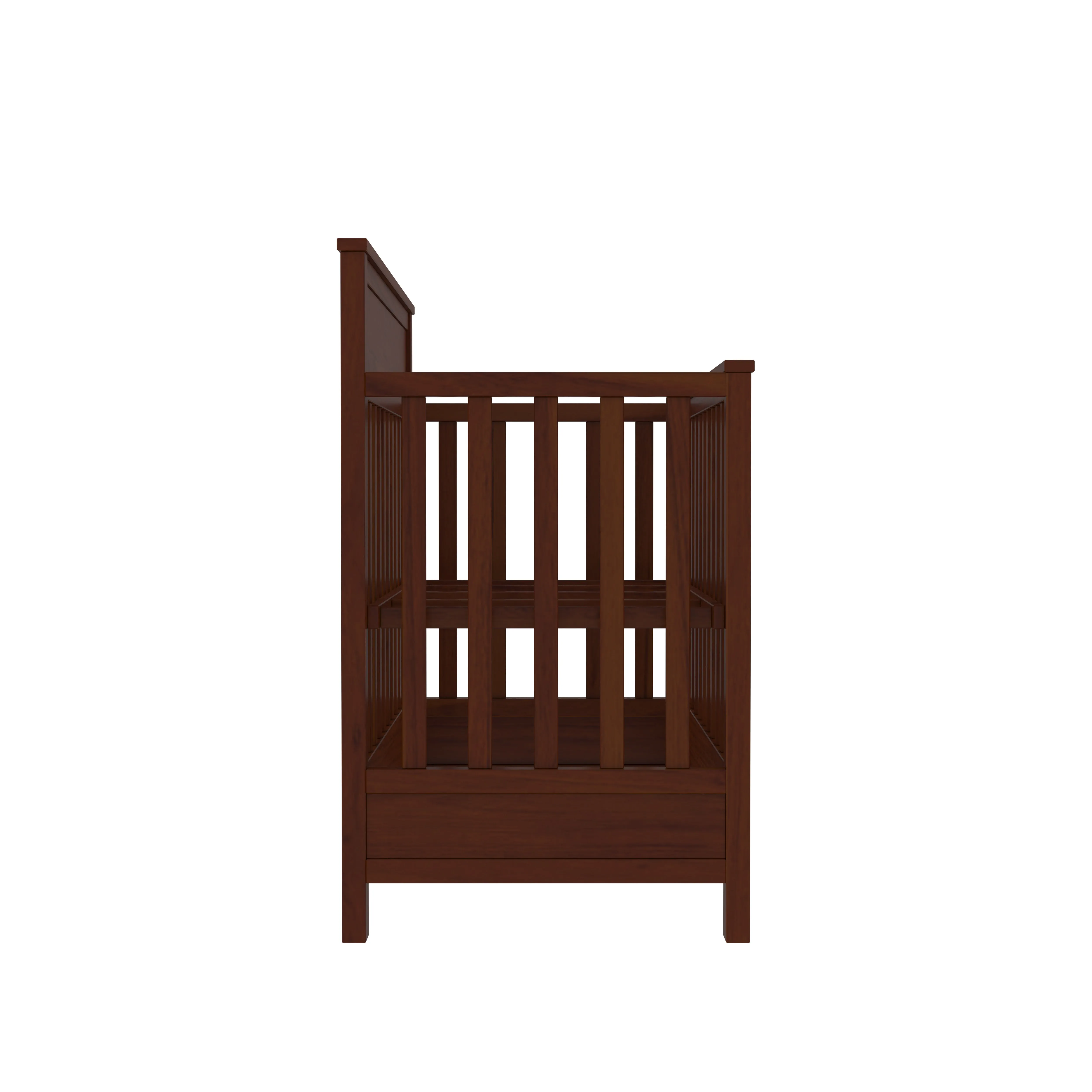 Aesthetic Dark Brown Finished Wooden Handmade Stripped Cradle