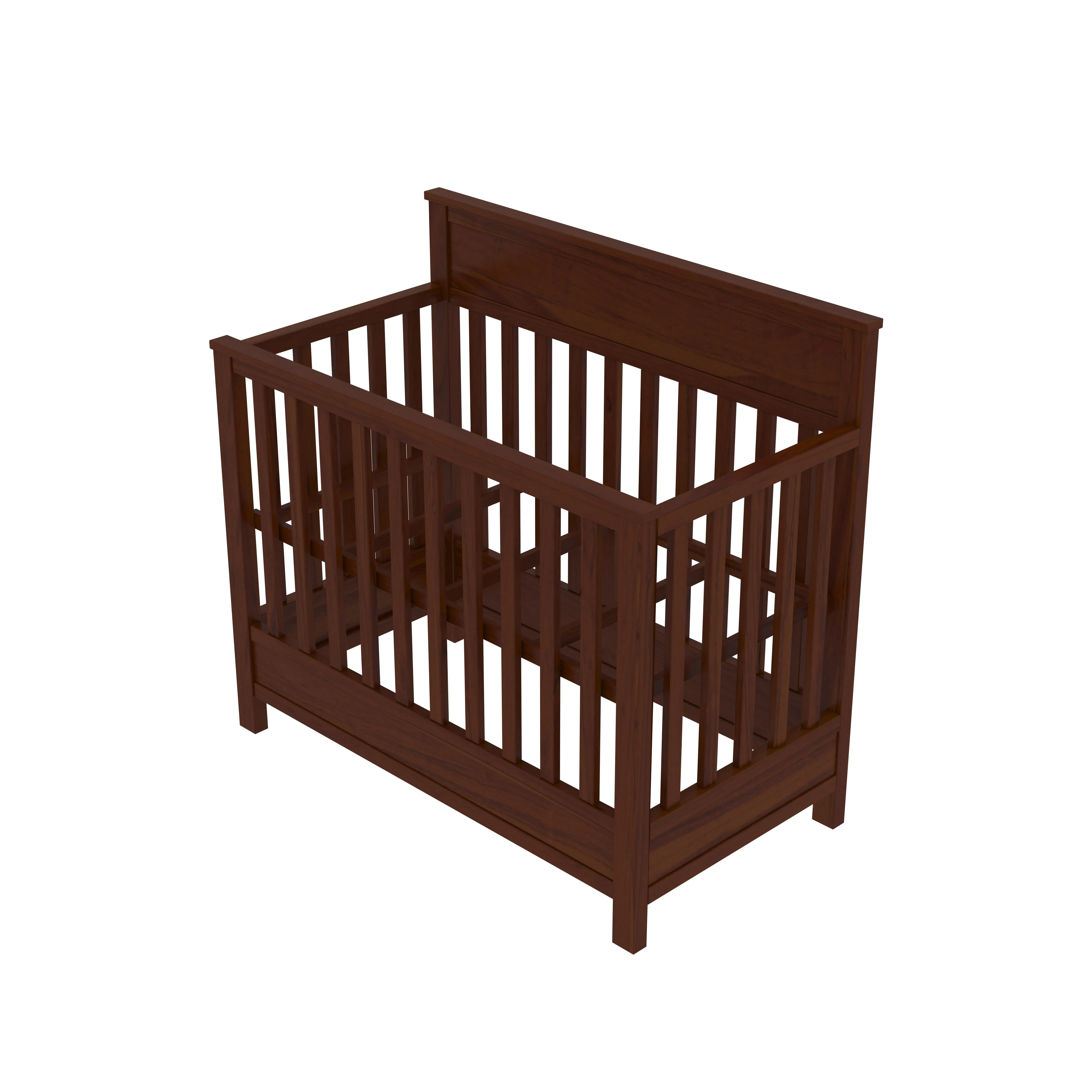 Aesthetic Dark Brown Finished Wooden Handmade Stripped Cradle