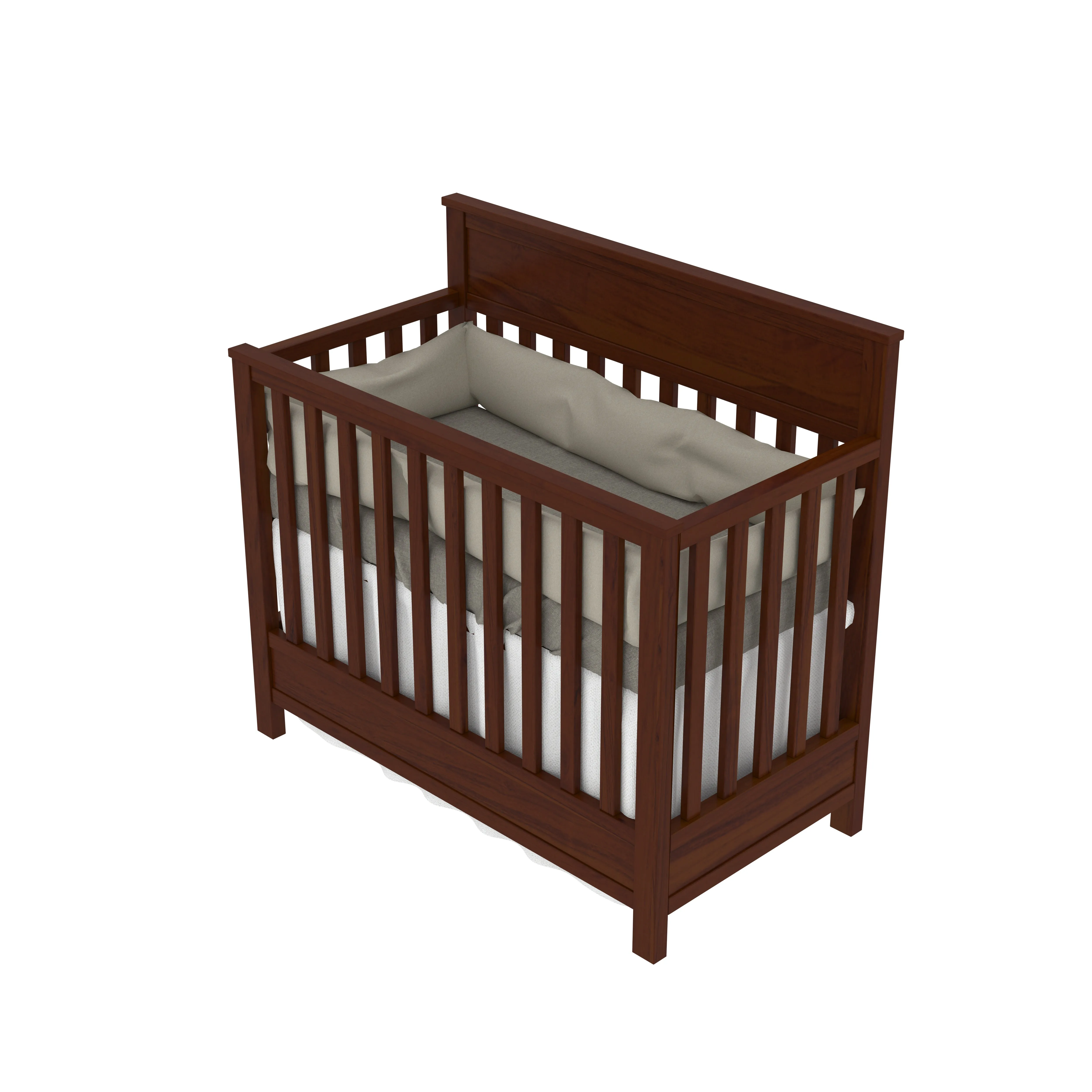 Aesthetic Dark Brown Finished Wooden Handmade Stripped Cradle