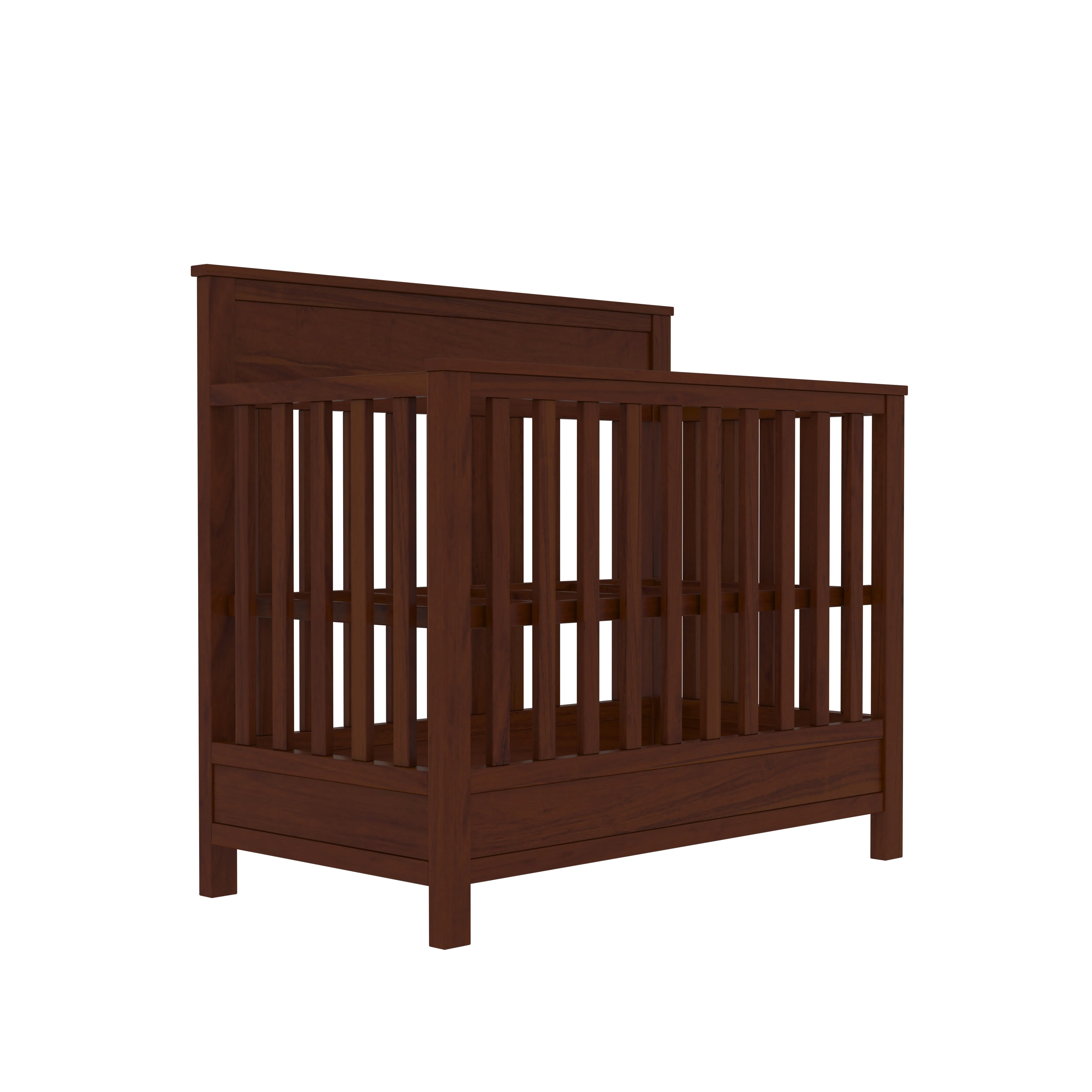 Aesthetic Dark Brown Finished Wooden Handmade Stripped Cradle