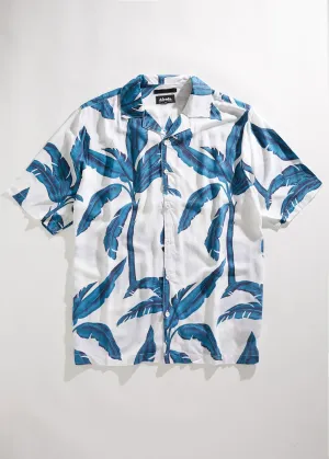 Afends Mens Aloha Blues - Hawaiian Shirt - Palm