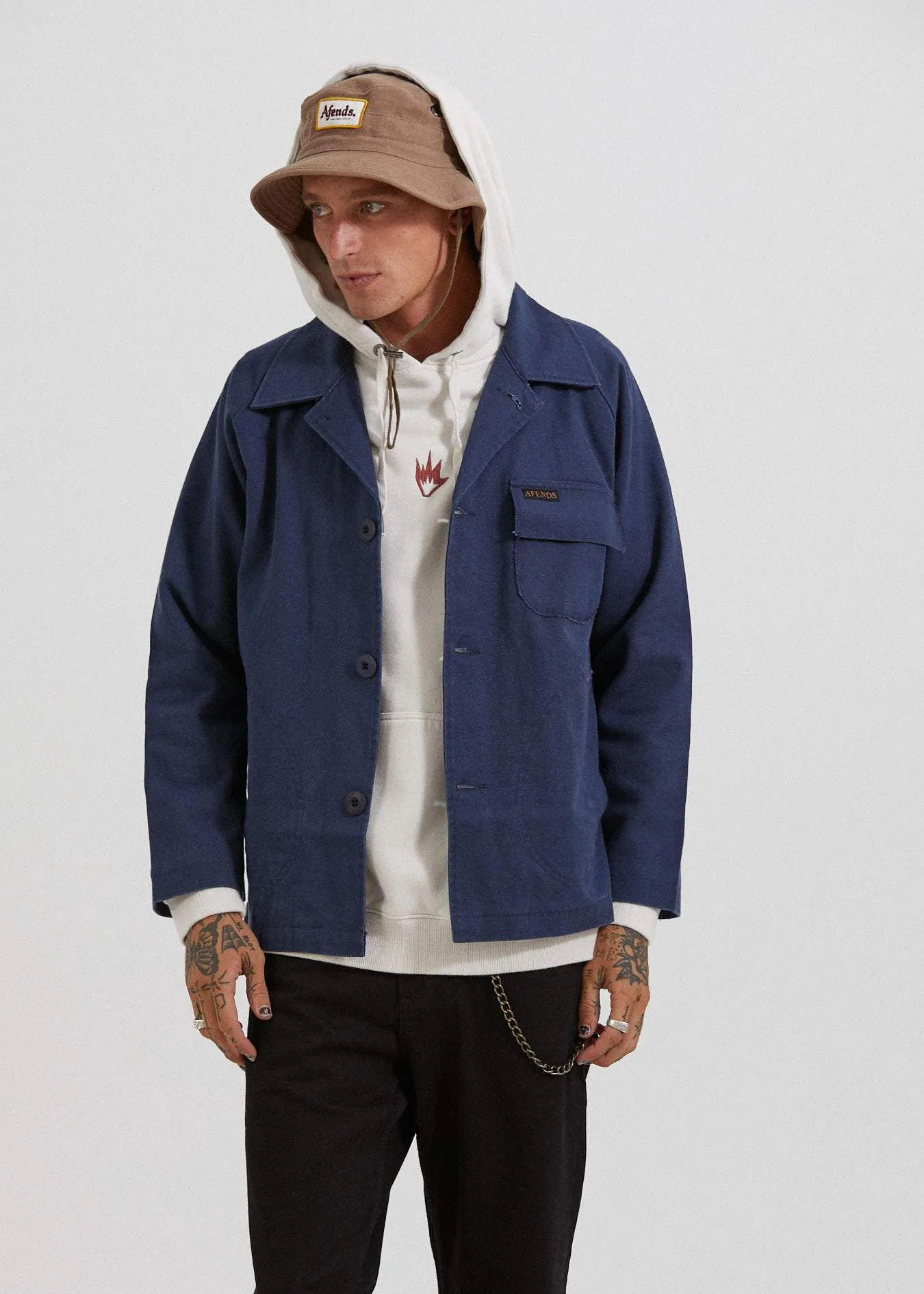 Afends Mens Bluey - Workwear Jacket - Black Iris