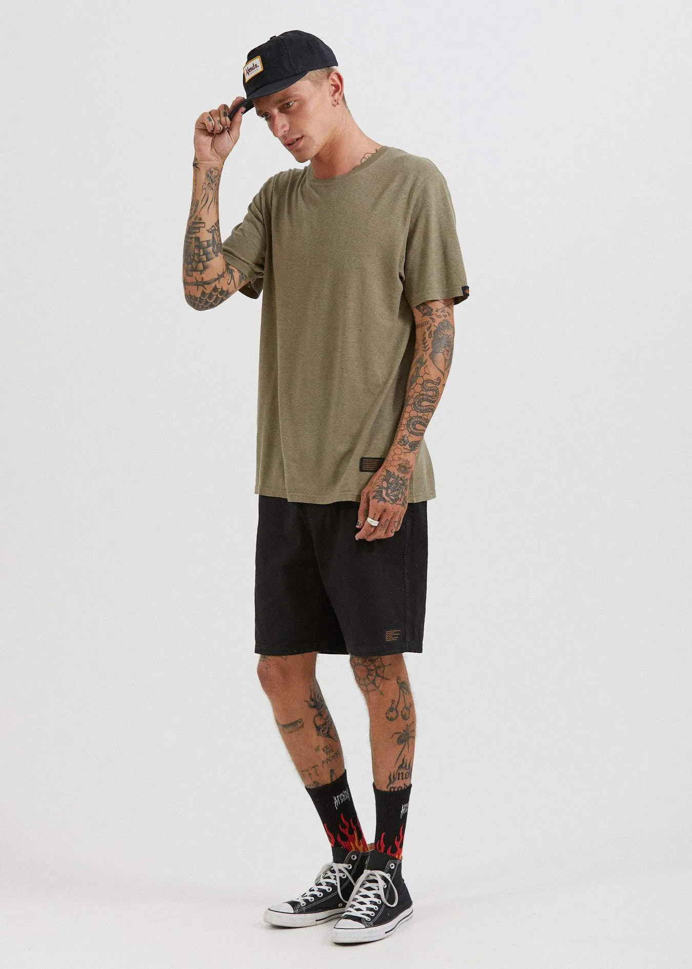 Afends Mens Classic - Hemp Standard Fit Tee - Covert Green