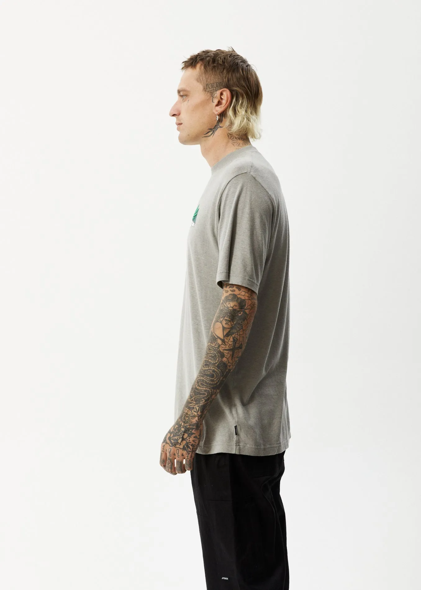 AFENDS Mens Crops - Retro Logo T-Shirt - Olive