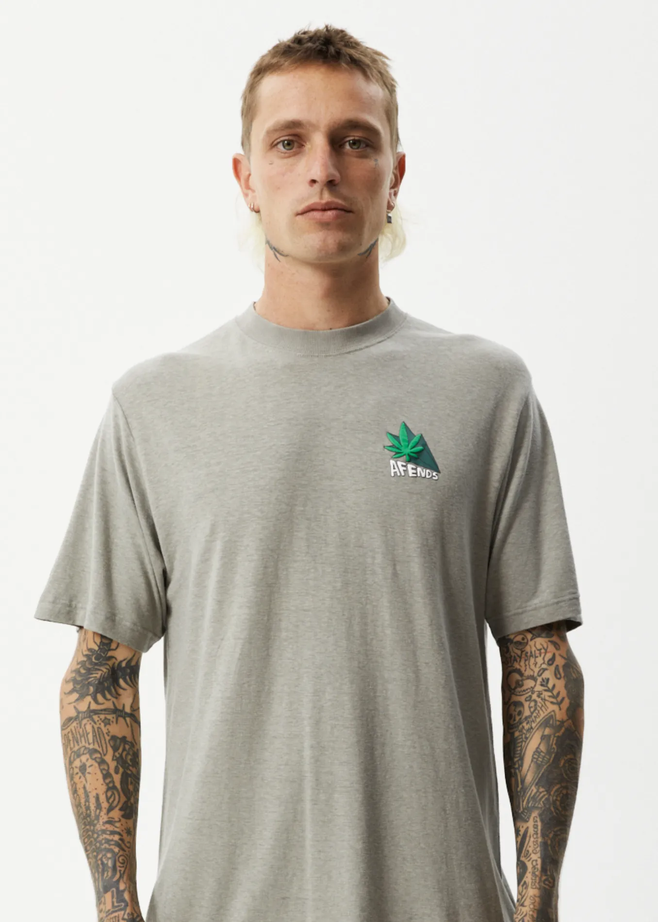 AFENDS Mens Crops - Retro Logo T-Shirt - Olive