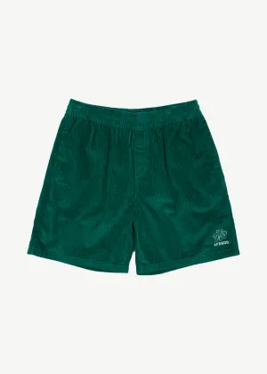 AFENDS Mens Ninety Eights Union - Corduroy Elastic Waist Shorts - Emerald