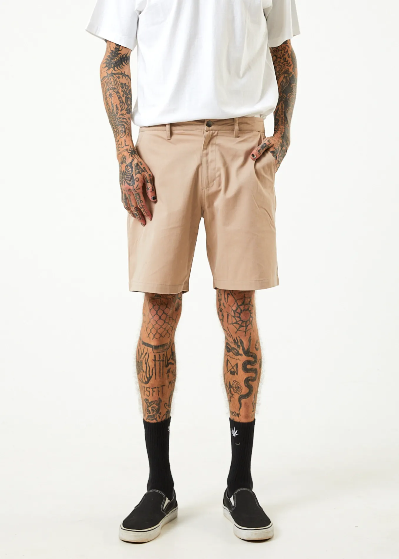 AFENDS Mens Ninety Twos - Chino Shorts - Bone